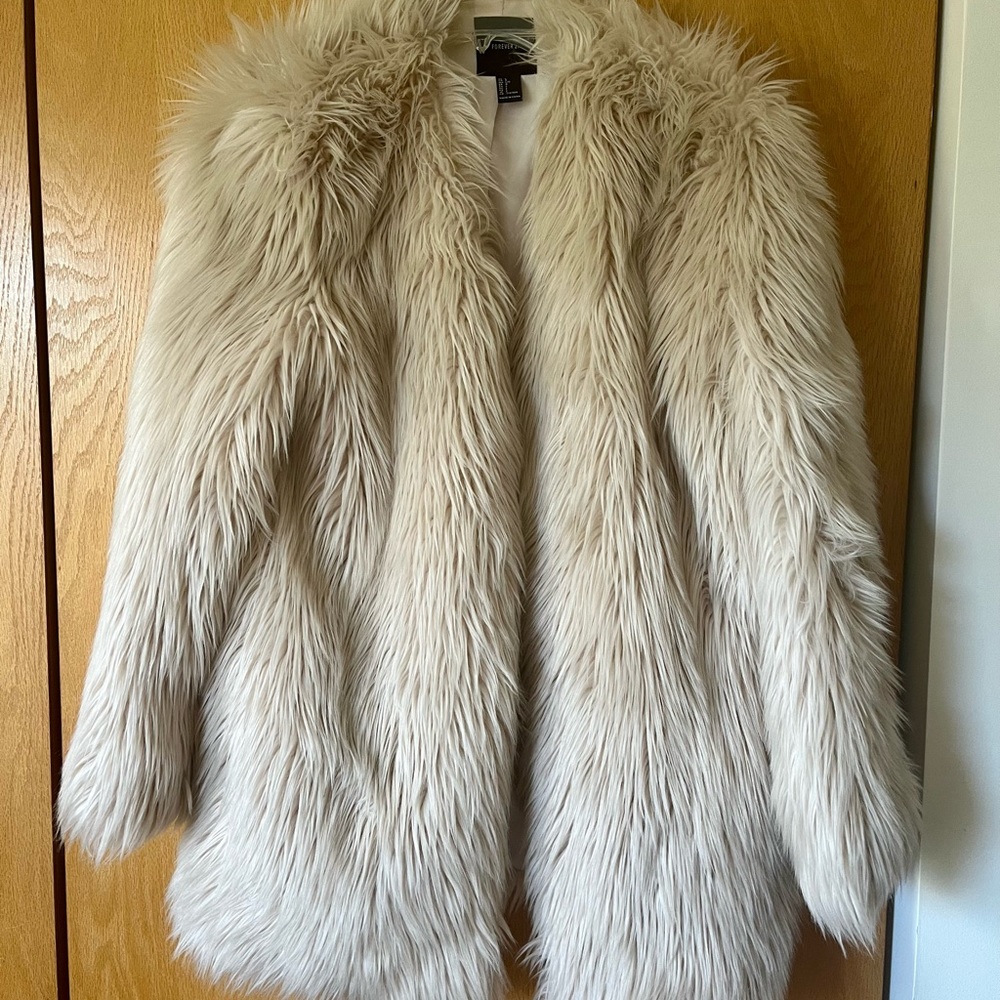 Blush faux fur coat